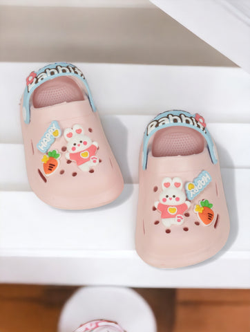 Bear Applique Anti-Slip Clogs - Pink