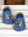 Crocodile Applique Anti-Slip Clogs - Navy Blue