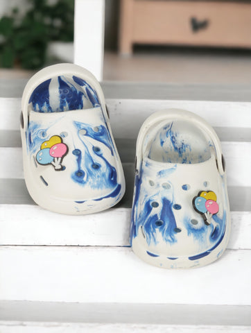 Marble Look Balloon Applique Anti-Slip Clogs - White