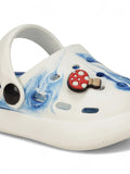 Marble Look Mushroom Applique Anti-Slip Clogs - White