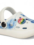 Marble Look Smily Applique Anti-Slip Clogs - White