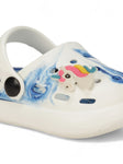 Marble Look Unicorn Applique Anti-Slip Clogs - White