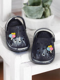 Marble Look Balloon Applique Anti-Slip Clogs - Black