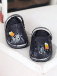 Marble Look Ice Cream Applique Anti-Slip Clogs - Black