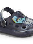 Marble Look Dinosaur Applique Anti-Slip Clogs - Black