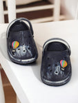 Marble Look Hot Air Balloon Applique Anti-Slip Clogs - Black