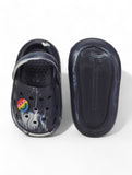 Marble Look Smily Applique Anti-Slip Clogs - Black