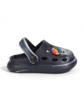 Marble Look Smily Applique Anti-Slip Clogs - Black