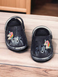 Marble Look Unicorn Applique Anti-Slip Clogs - Black