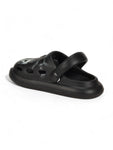 Marble Look Ice Cream Applique Anti-Slip Clogs - Black