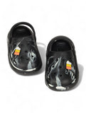 Marble Look Ice Cream Applique Anti-Slip Clogs - Black