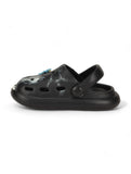 Marble Look Dinosaur Applique Anti-Slip Clogs - Black