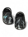 Marble Look Dinosaur Applique Anti-Slip Clogs - Black