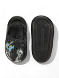 Marble Look Dinosaur Applique Anti-Slip Clogs - Black