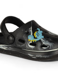 Marble Look Dinosaur Applique Anti-Slip Clogs - Black