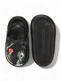 Marble Look Mushroom Applique Anti-Slip Clogs - Black