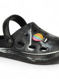 Marble Look Hot Air Balloon Applique Anti-Slip Clogs - Black