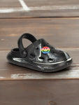 Marble Look Smily Applique Anti-Slip Clogs - Black