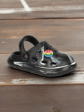 Marble Look Smily Applique Anti-Slip Clogs - Black