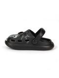 Marble Look Smily Applique Anti-Slip Clogs - Black