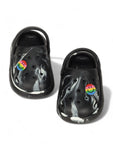 Marble Look Smily Applique Anti-Slip Clogs - Black