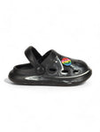 Marble Look Smily Applique Anti-Slip Clogs - Black