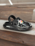 Marble Look Unicorn Applique Anti-Slip Clogs - Black