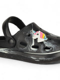 Marble Look Unicorn Applique Anti-Slip Clogs - Black