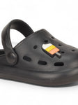 Marble Look Ice Cream Applique Anti-Slip Clogs - Black