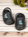 Marble Look Dinosaur Applique Anti-Slip Clogs - Black