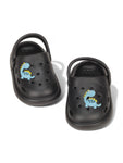 Marble Look Dinosaur Applique Anti-Slip Clogs - Black