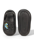 Marble Look Dinosaur Applique Anti-Slip Clogs - Black