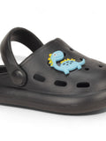 Marble Look Dinosaur Applique Anti-Slip Clogs - Black