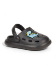 Marble Look Dinosaur Applique Anti-Slip Clogs - Black