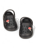 Marble Look Mushroom Applique Anti-Slip Clogs - Black