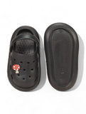 Marble Look Mushroom Applique Anti-Slip Clogs - Black