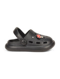 Marble Look Mushroom Applique Anti-Slip Clogs - Black