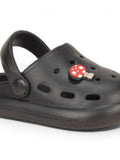 Marble Look Mushroom Applique Anti-Slip Clogs - Black