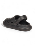 Marble Look Mushroom Applique Anti-Slip Clogs - Black