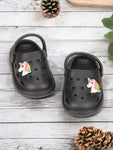 Marble Look Unicorn Applique Anti-Slip Clogs - Black