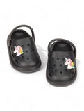 Marble Look Unicorn Applique Anti-Slip Clogs - Black