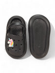 Marble Look Unicorn Applique Anti-Slip Clogs - Black