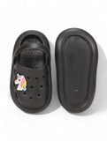 Marble Look Unicorn Applique Anti-Slip Clogs - Black