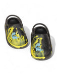 Marble Look Dinosaur Applique Anti-Slip Clogs - Black