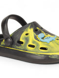 Marble Look Dinosaur Applique Anti-Slip Clogs - Black