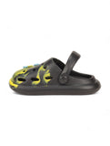 Marble Look Dinosaur Applique Anti-Slip Clogs - Black