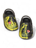 Marble Look Mushroom Applique Anti-Slip Clogs - Black
