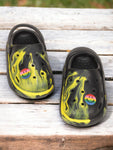 Marble Look Smily Applique Anti-Slip Clogs - Black