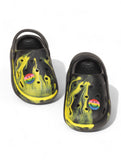 Marble Look Smily Applique Anti-Slip Clogs - Black