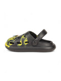 Marble Look Smily Applique Anti-Slip Clogs - Black